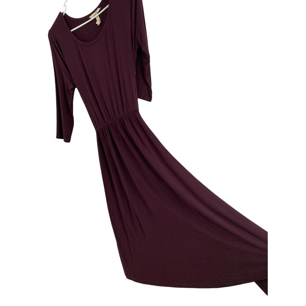 Matilda Jane Womens Burgundy 3/4 Sleeve Dress With Attached Belt & Elastic Waist